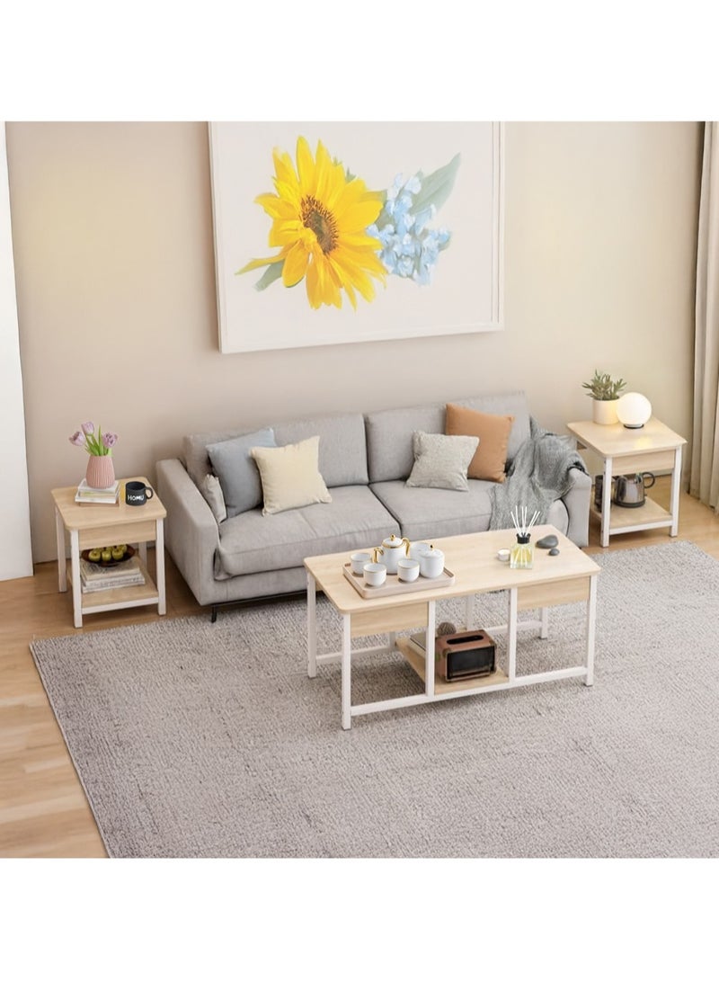 AGD 3-Piece Nesting Table Set Stackable Side Tables for Coffee, Tea, and TV Table, Open Storage - Image 1