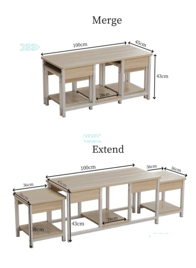AGD 3-Piece Nesting Table Set Stackable Side Tables for Coffee, Tea, and TV Table, Open Storage - Image 3