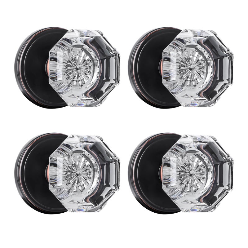 Clctk Crystal Glass Dummy Door Knob, Bifold Closet Oil Rubbed Bronze Door Knobs Round Dummy Door Handles Non-Turning Single Side, 4 Pack - Image 1