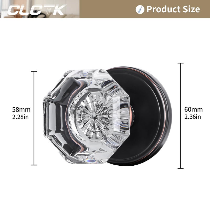 Clctk Crystal Glass Dummy Door Knob, Bifold Closet Oil Rubbed Bronze Door Knobs Round Dummy Door Handles Non-Turning Single Side, 4 Pack - Image 5