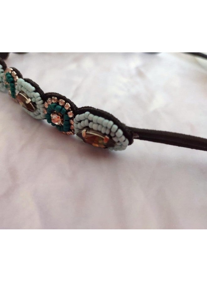 جيلوكيبو عصابة رأس من جيلوكيبو مصنوعة يدويًا من خرز كريستال أحجار الراين، عصابة رأس مرنة بتصميم كلاسيكي، إكسسوارات شعر، أغطية رأس للنساء والعرائس (أزرق) - Image 5