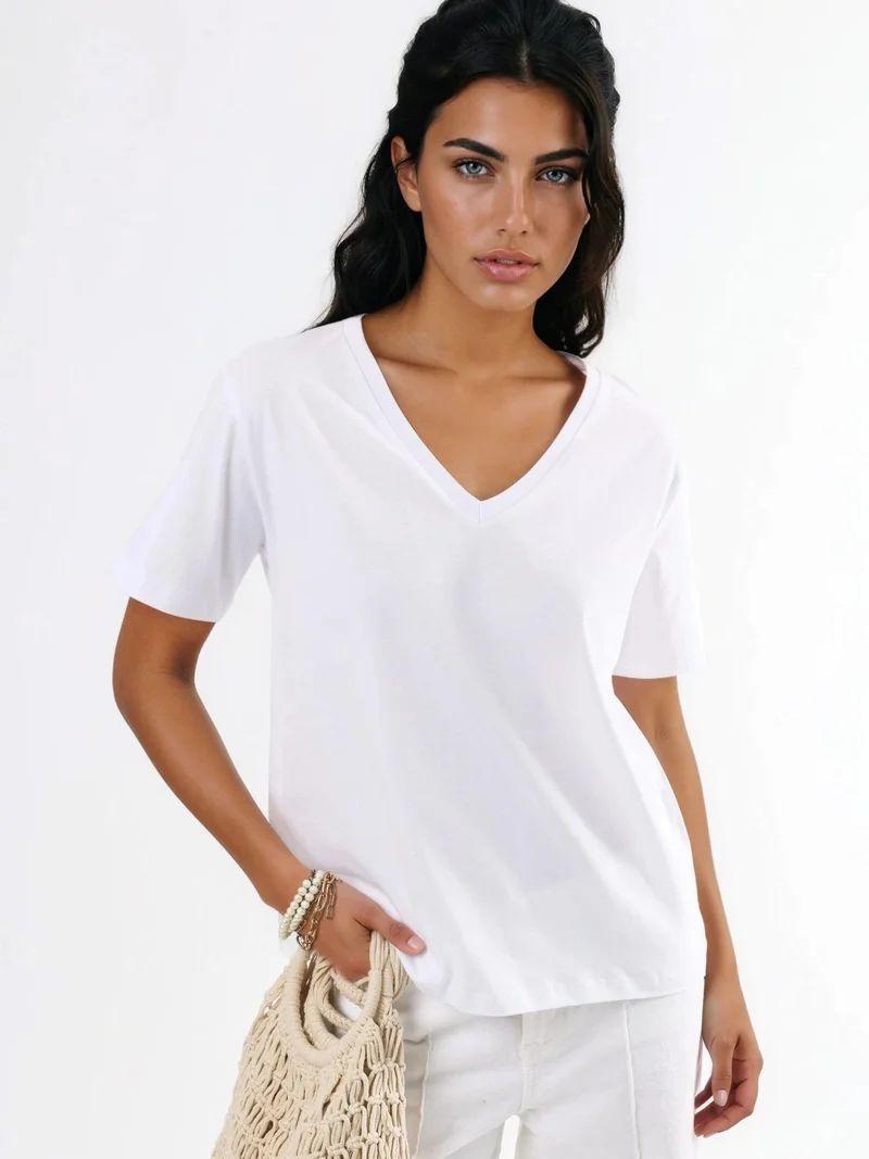 Busem BUSEM V-Neck Solid Knit T-Shirt