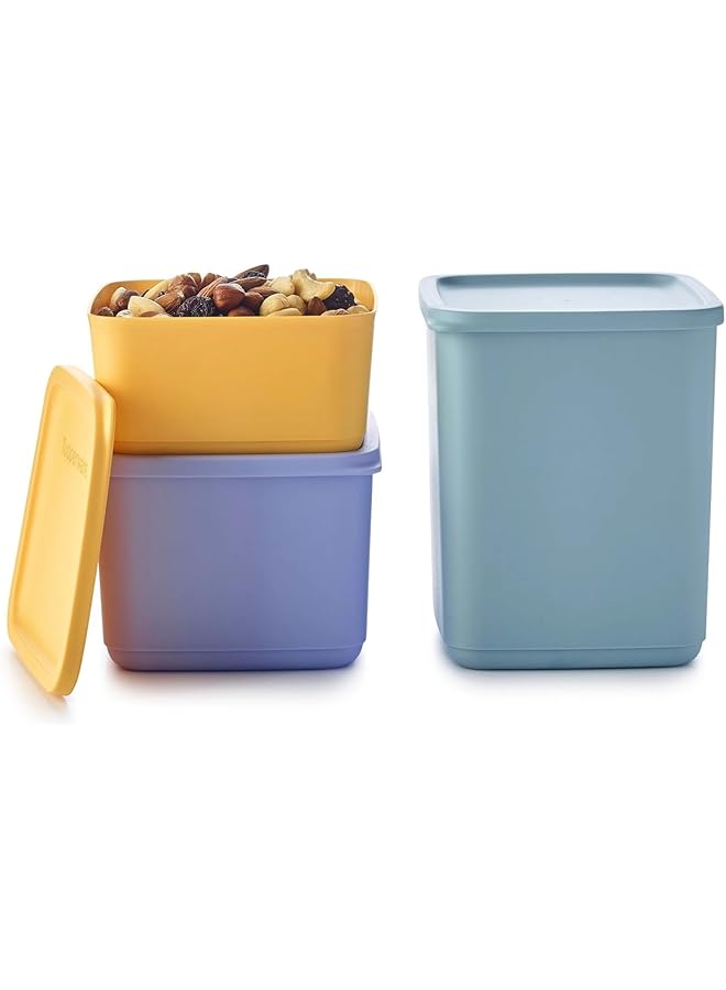توبروير مجموعة صناديق تخزين كيوبكس الأساسية، 3 قطع، أصفر/أرجواني/أزرق - Image 2