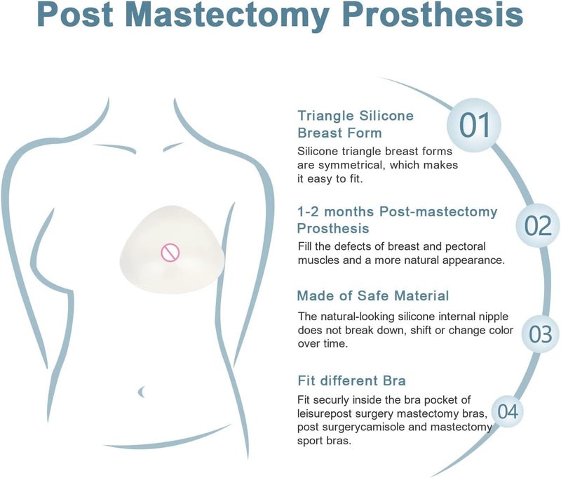 ONEFENG Triangle Silicone Breast Form Mastectomy Prosthesis Concave Bra Enhancer Inserts (1 Piece) - Image 3