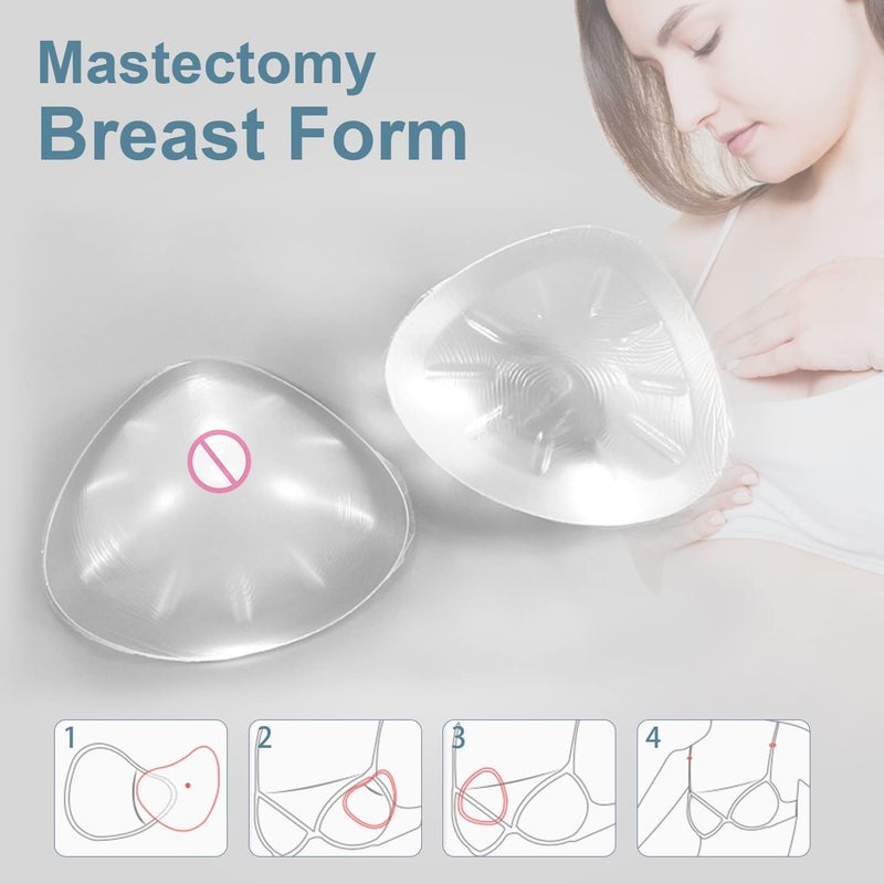 ONEFENG Triangle Silicone Breast Form Mastectomy Prosthesis Concave Bra Enhancer Inserts (1 Piece) - Image 2