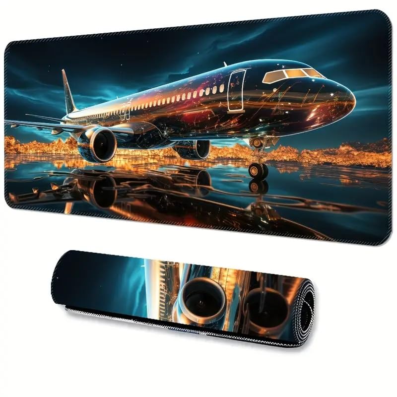 DARSHANAM WORLD Gaming Mouse Pad, 80 x 30 cm Large Desk Mat, Black, Anti-Slip Rubber Base, Water Resistant, for Work from Home, Office, Gaming Mouse PAD (Airplane) - Image 1