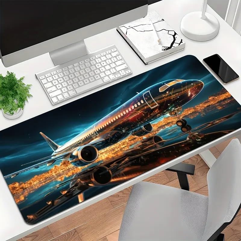DARSHANAM WORLD Gaming Mouse Pad, 80 x 30 cm Large Desk Mat, Black, Anti-Slip Rubber Base, Water Resistant, for Work from Home, Office, Gaming Mouse PAD (Airplane) - Image 2