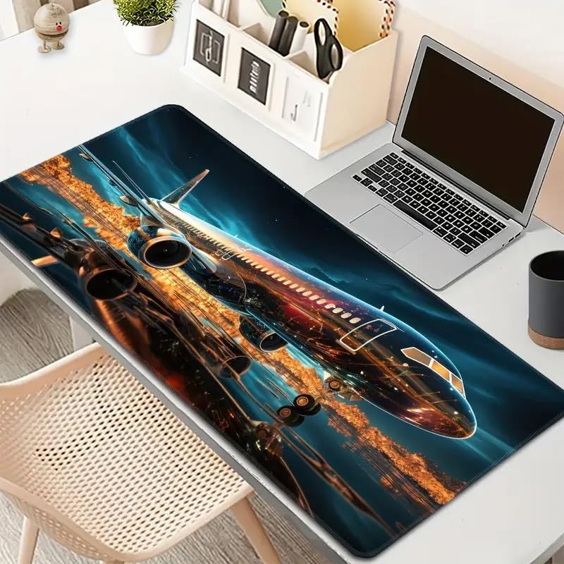 DARSHANAM WORLD Gaming Mouse Pad, 80 x 30 cm Large Desk Mat, Black, Anti-Slip Rubber Base, Water Resistant, for Work from Home, Office, Gaming Mouse PAD (Airplane) - Image 5