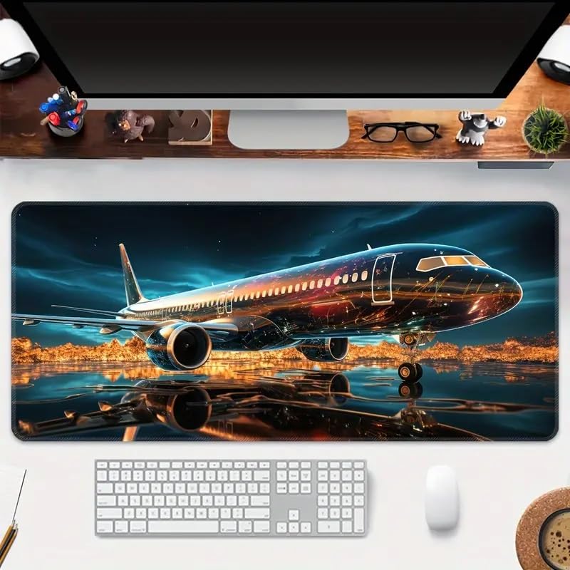 DARSHANAM WORLD Gaming Mouse Pad, 80 x 30 cm Large Desk Mat, Black, Anti-Slip Rubber Base, Water Resistant, for Work from Home, Office, Gaming Mouse PAD (Airplane) - Image 4