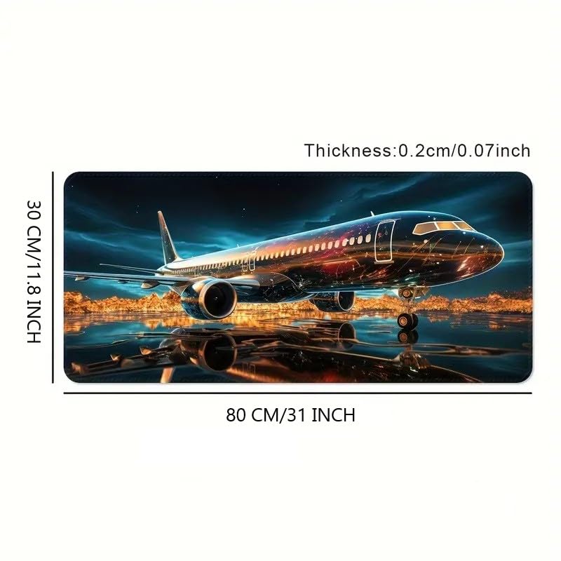 DARSHANAM WORLD Gaming Mouse Pad, 80 x 30 cm Large Desk Mat, Black, Anti-Slip Rubber Base, Water Resistant, for Work from Home, Office, Gaming Mouse PAD (Airplane) - Image 3