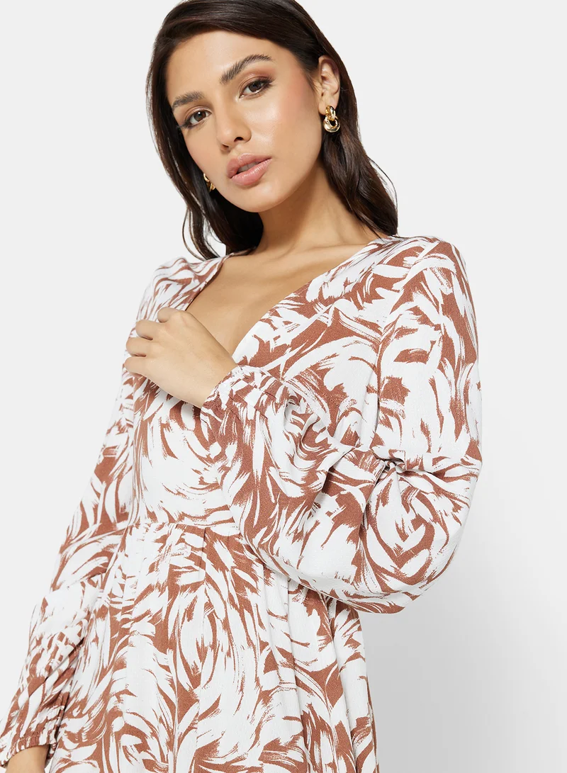 فيرو مودا Print V-Neck Dress