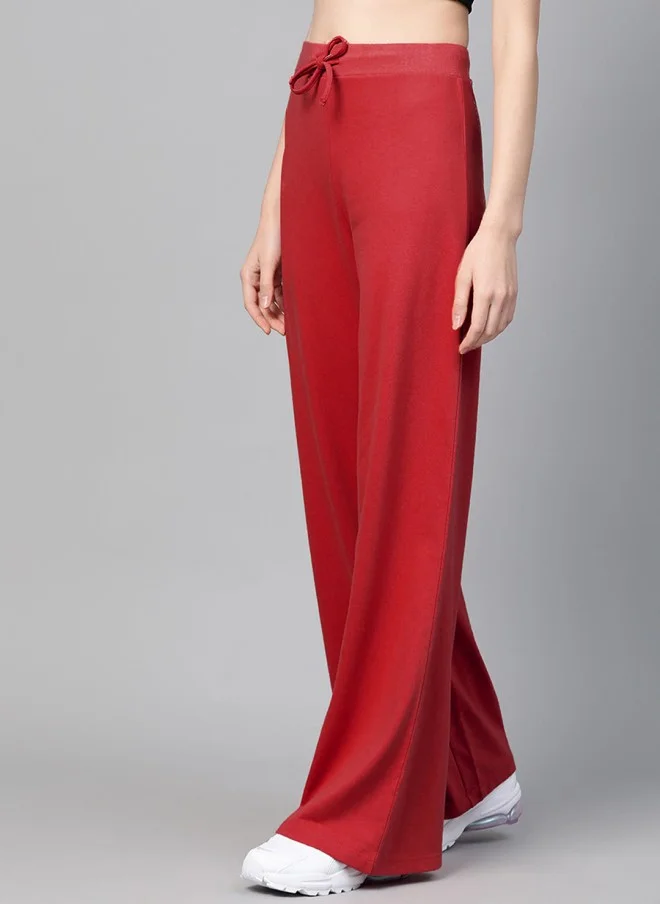 SASSAFRAS Red Regular-Fit Track Pants for Women