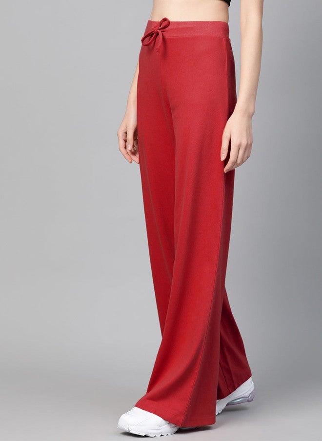 SASSAFRAS Red Regular-Fit Track Pants for Women - Image 2