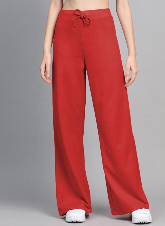 SASSAFRAS Red Regular-Fit Track Pants for Women - Image 1