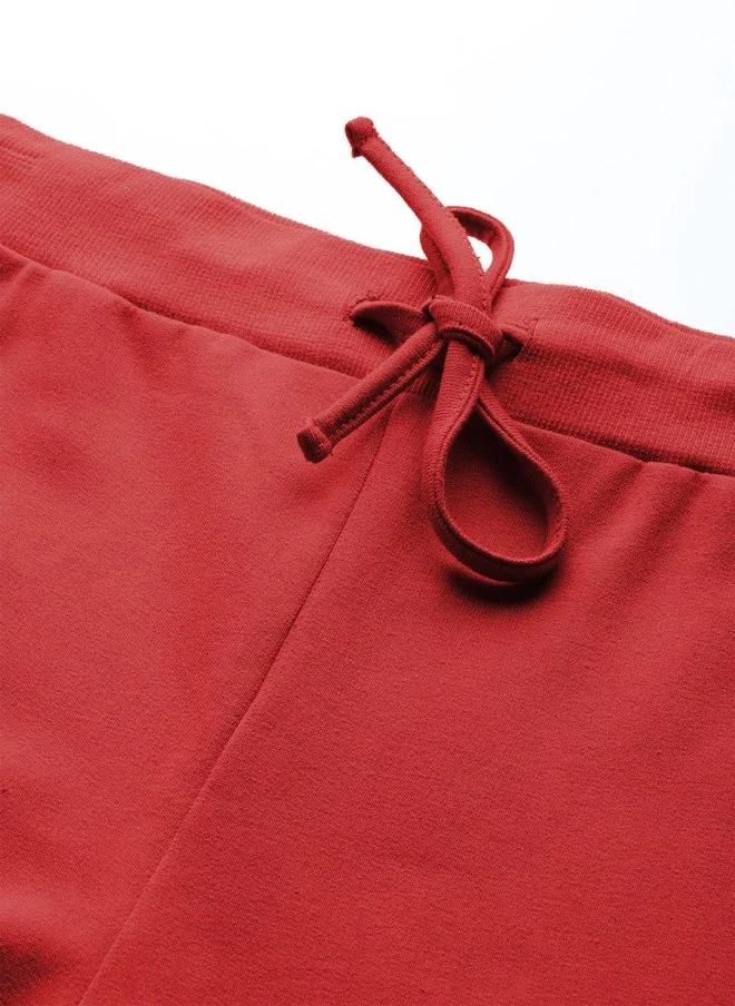 SASSAFRAS Red Regular-Fit Track Pants for Women