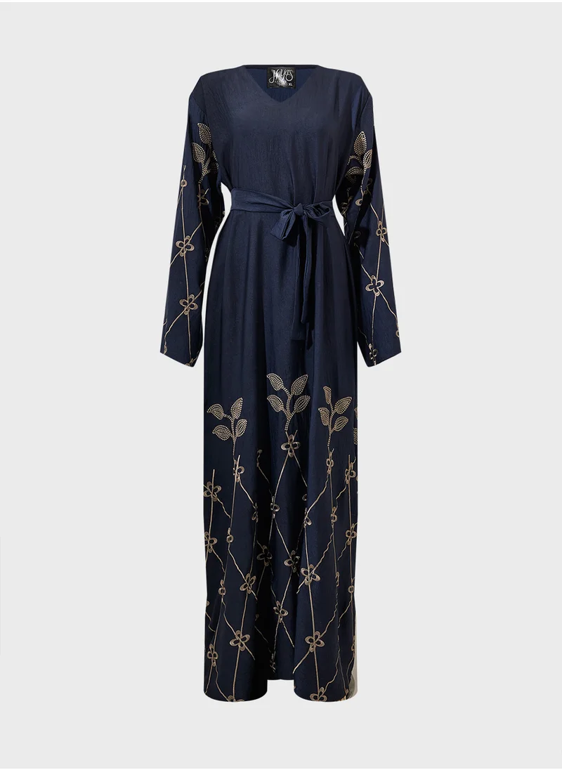 هيا كلوزيت Emroidered Belted Jalabiya