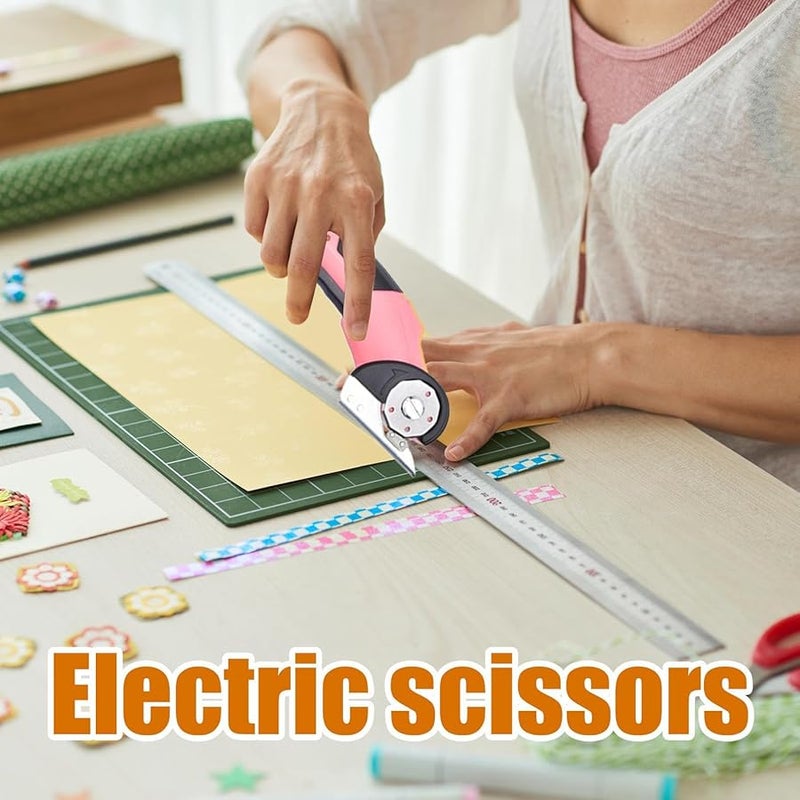 Rechargeable Electric Cardboard Cutter Portable with Safety Lock LED Light Pink - Image 4