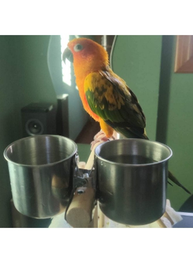 TBWHL Parrot Feeding Cups Hanging Pet Animal Stainless Steel Birdcage Bowls Bird Bowls for Cage Parakeet Bird Cage Accessories Suitable Small and Medium Bird S - Image 4