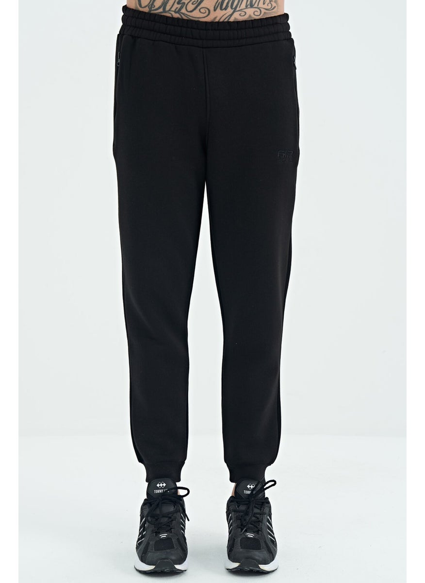Air Jones - Cesar Black Pocketed Raised Men's Tracksuit Bottom - 84929 - Image 1