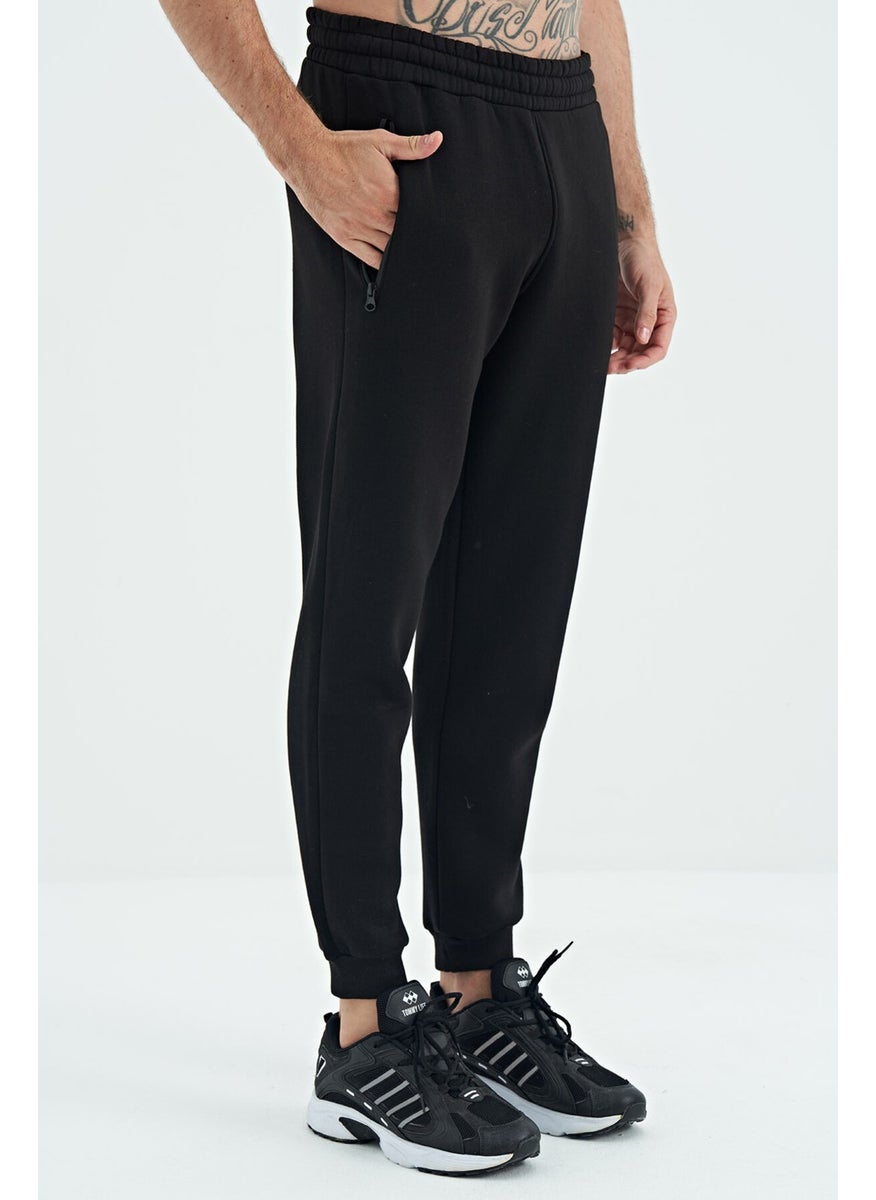 Air Jones - Cesar Black Pocketed Raised Men's Tracksuit Bottom - 84929 - Image 1