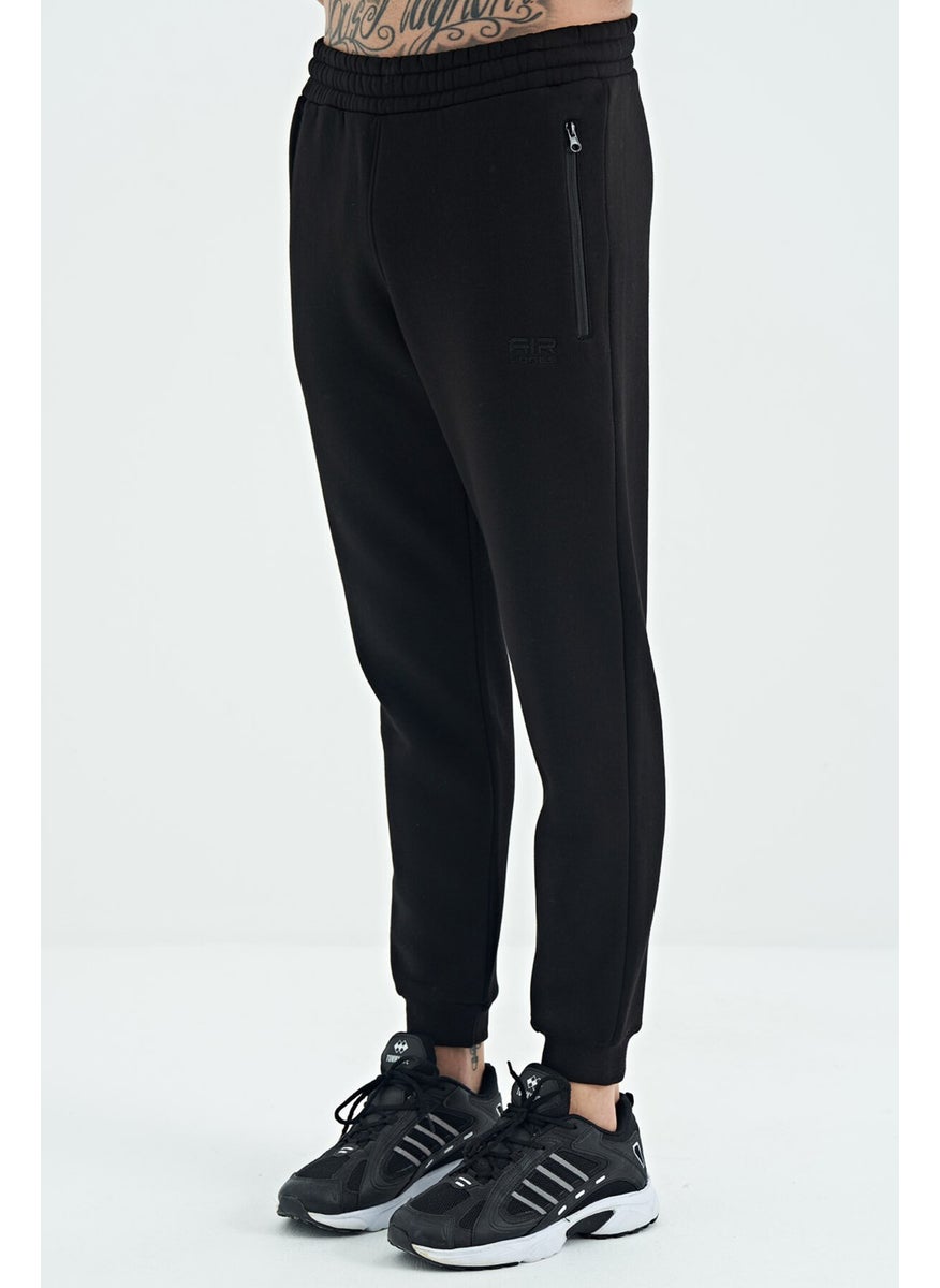 Air Jones - Cesar Black Pocketed Raised Men's Tracksuit Bottom - 84929 - Image 1
