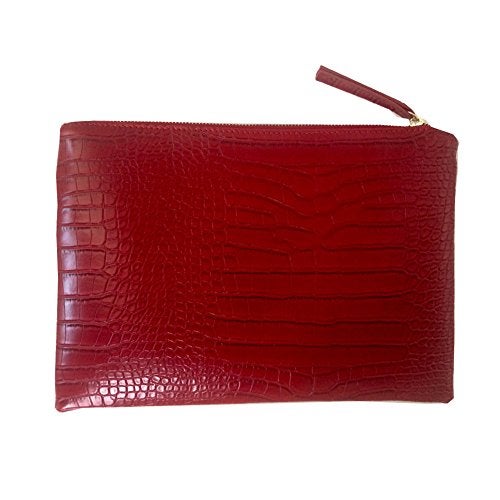 NIGEDU Women Clutches Crocodile Grain PU Leather Envelope Clutch Bag (Red) - Image 1