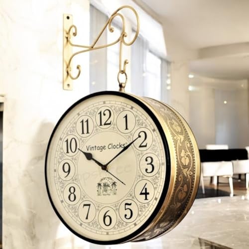Vintage Clock Iron Handcrafted Double Side Analog Wall Clock 1 Year Warranty / 65091-12-Wch, 30 Centimeters, 3.81 CM, Gold - Image 5