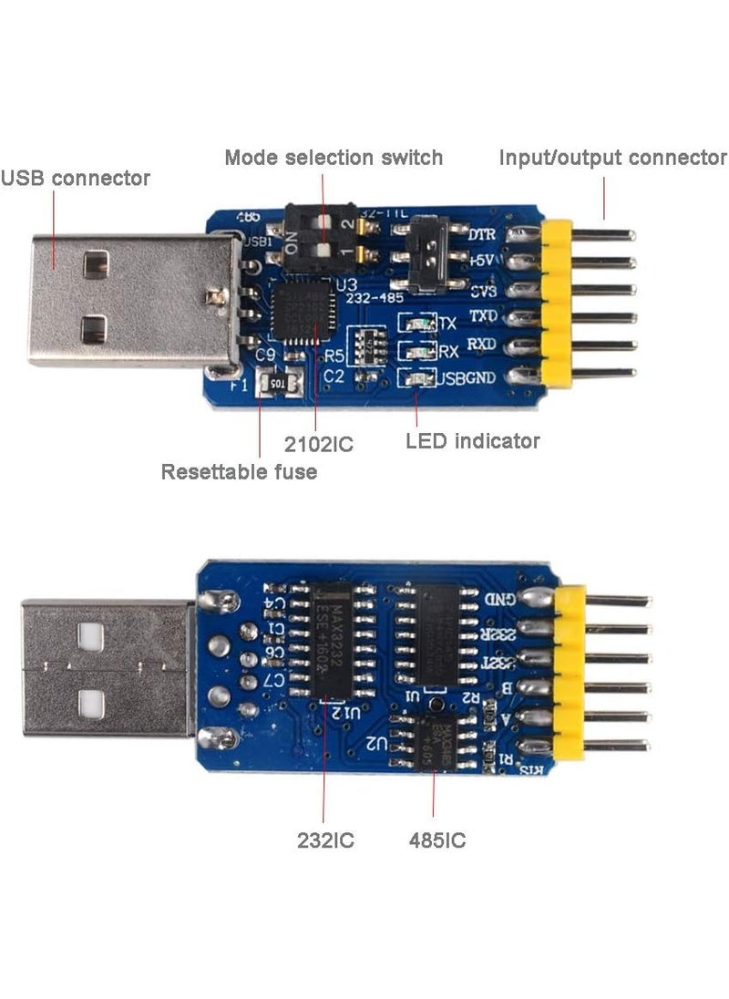 NEXTION NEXTION CP2102 6 in 1 USB to TTL Serial Adapter Module USB to TTL 485 232 TTL to 232 485 RS232 to 485  4P Dupont Cable Jumper Wire Female for N e x t i o n Display  - Image 2