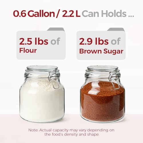KTMAMA 0.6 Gallon 2 Pack Wide Mouth Glass Jars with Airtight Lid – Includes 1 Cup & 0.5 Cup Measuring Scoops & Labels, Ideal for Flour, Sugar, Coffee, Cereal, Rice & Dry Goods | Thick Glass, BPA-Free - Image 3