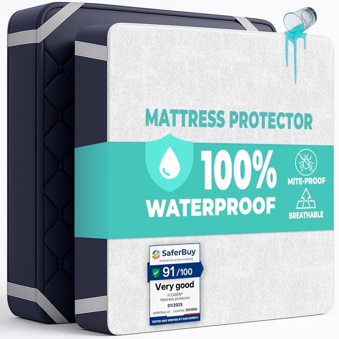 MATTRESS PROTECTOR DOUBLE BED WATERPROOF 140X200 CM PREMIUM COTTON TERRY BED COVER WITH ELASTIC STRAPS SHEET SOFT AND BREATHABLE TOP MATTRESS PROTECTOR ANTIMITE HYPOALLERGENIC AND MACHINE WASHABLE