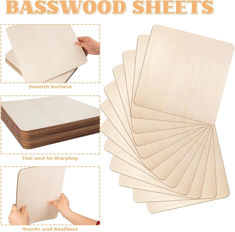 ARS Basswood Sheets, Unfinished Wood Panels, Premium Balsa Wood for Laser Cutting, Wood Burning, Drawing, and DIY Craft Projects 12-Pack 12x12 Inch 2.6mm - Image 5