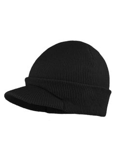 KASTWAVE Winter Hats for Men Women, Thick Warm Stylish Knit Beanie Hat, Soft Stretch Cute Womens Winter Hats with Visor Black  - Image 1