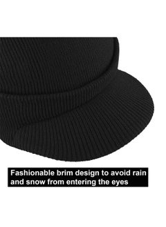 KASTWAVE Winter Hats for Men Women, Thick Warm Stylish Knit Beanie Hat, Soft Stretch Cute Womens Winter Hats with Visor Black  - Image 5