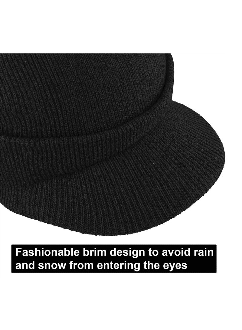 KASTWAVE Winter Hats for Men Women, Thick Warm Stylish Knit Beanie Hat, Soft Stretch Cute Womens Winter Hats with Visor Black  - Image 5