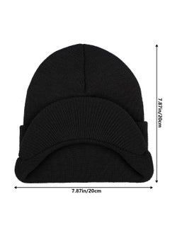 KASTWAVE Winter Hats for Men Women, Thick Warm Stylish Knit Beanie Hat, Soft Stretch Cute Womens Winter Hats with Visor Black  - Image 2