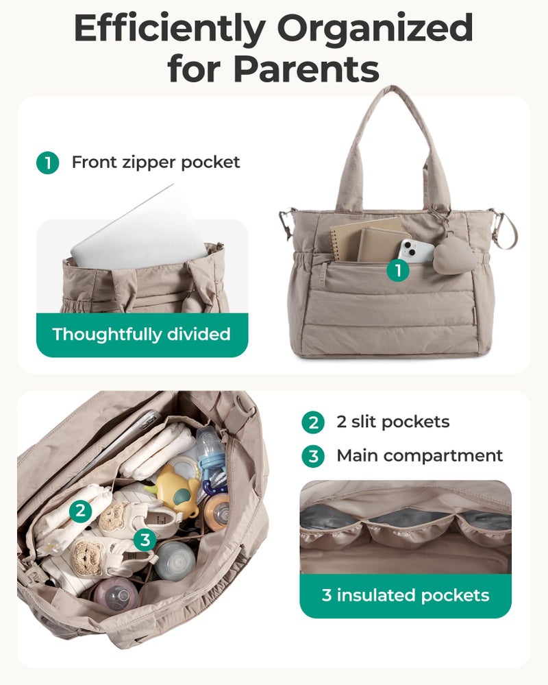 BAGSMART Diaper Bag Tote, Hospital Bag for Labor Delivery, Large Capacity Baby Bags for Mom, Puffy Maternity Travel Tote with Changing Pad & Pacifier Case - Image 2