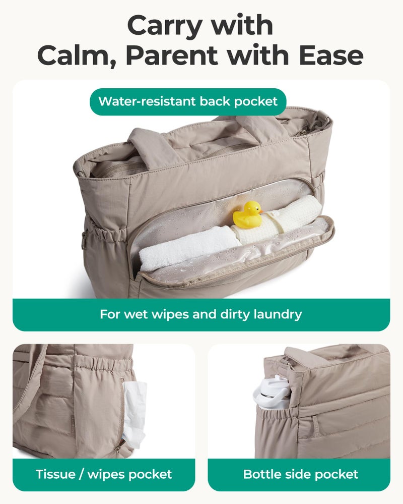 BAGSMART Diaper Bag Tote, Hospital Bag for Labor Delivery, Large Capacity Baby Bags for Mom, Puffy Maternity Travel Tote with Changing Pad & Pacifier Case - Image 3