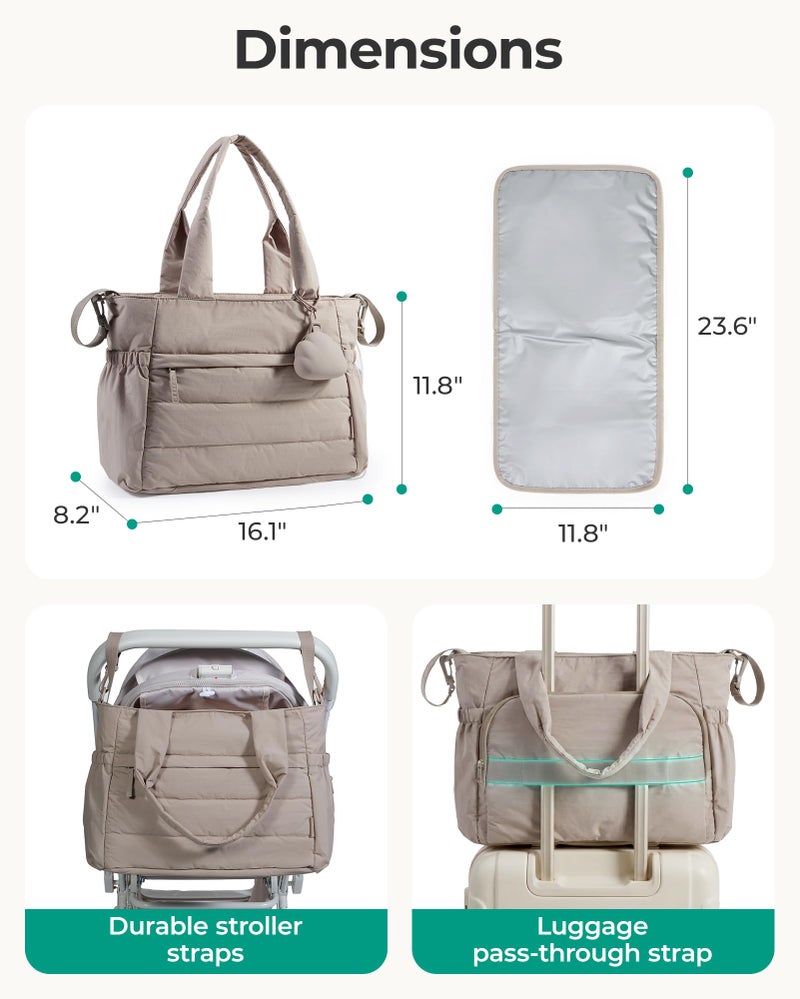 BAGSMART Diaper Bag Tote, Hospital Bag for Labor Delivery, Large Capacity Baby Bags for Mom, Puffy Maternity Travel Tote with Changing Pad & Pacifier Case - Image 4