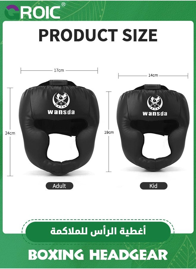 GROIC - Boxing Headgear for Adults Kids, Safety Head Guard,Brace Head Protection,PU Leather Boxing Helmet for Traning Kickboxing MMA Muay Thai Sparring Martial Arts Karate Taekwondo - Image 1