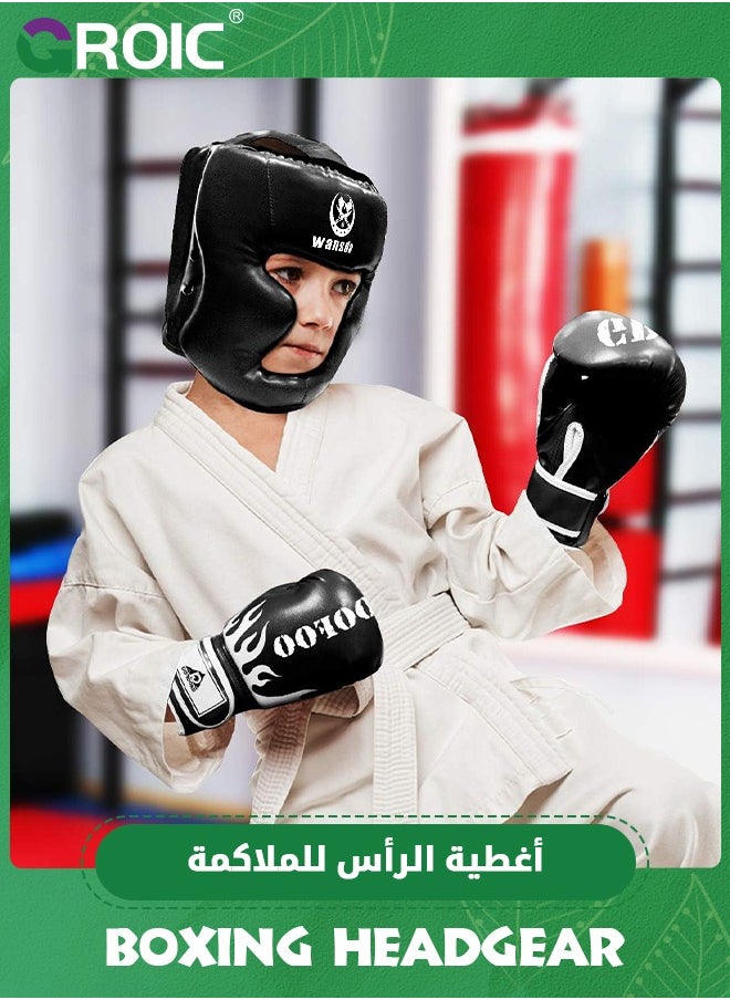 GROIC - Boxing Headgear for Adults Kids, Safety Head Guard,Brace Head Protection,PU Leather Boxing Helmet for Traning Kickboxing MMA Muay Thai Sparring Martial Arts Karate Taekwondo - Image 1