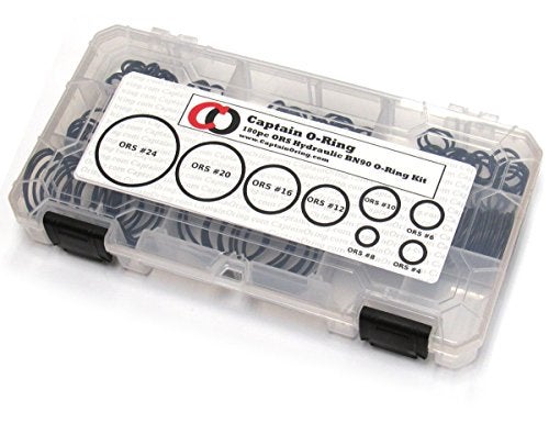 Captain O-Ring ORS/ORFS (for Flat Face Fittings) Hydraulic O-Ring Seal Kit (Buna 90 / BN90-180 Piece Kit) - Image 1