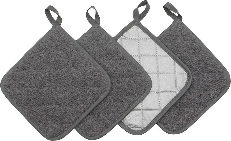 GQZLUCK Cotton Pot Holders Cotton Made Machine Washable Heat Resistant Everyday Kitchen Basic Terry Pot Holder, Hot Pads, Trivet for Cooking and Baking Set of 4 (Grey) - Image 1