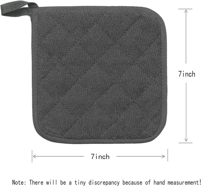 GQZLUCK Cotton Pot Holders Cotton Made Machine Washable Heat Resistant Everyday Kitchen Basic Terry Pot Holder, Hot Pads, Trivet for Cooking and Baking Set of 4 (Grey) - Image 5