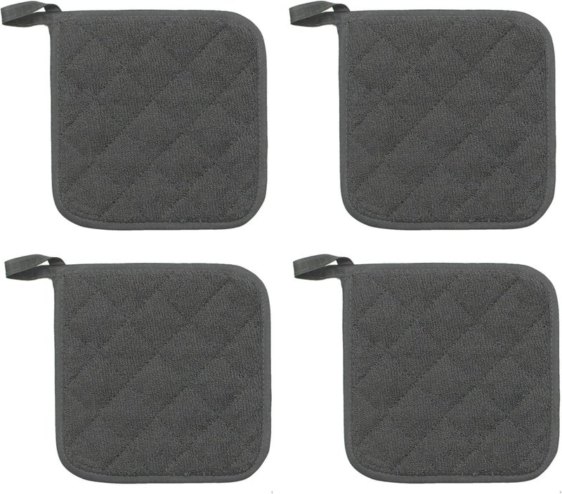 GQZLUCK Cotton Pot Holders Cotton Made Machine Washable Heat Resistant Everyday Kitchen Basic Terry Pot Holder, Hot Pads, Trivet for Cooking and Baking Set of 4 (Grey) - Image 2
