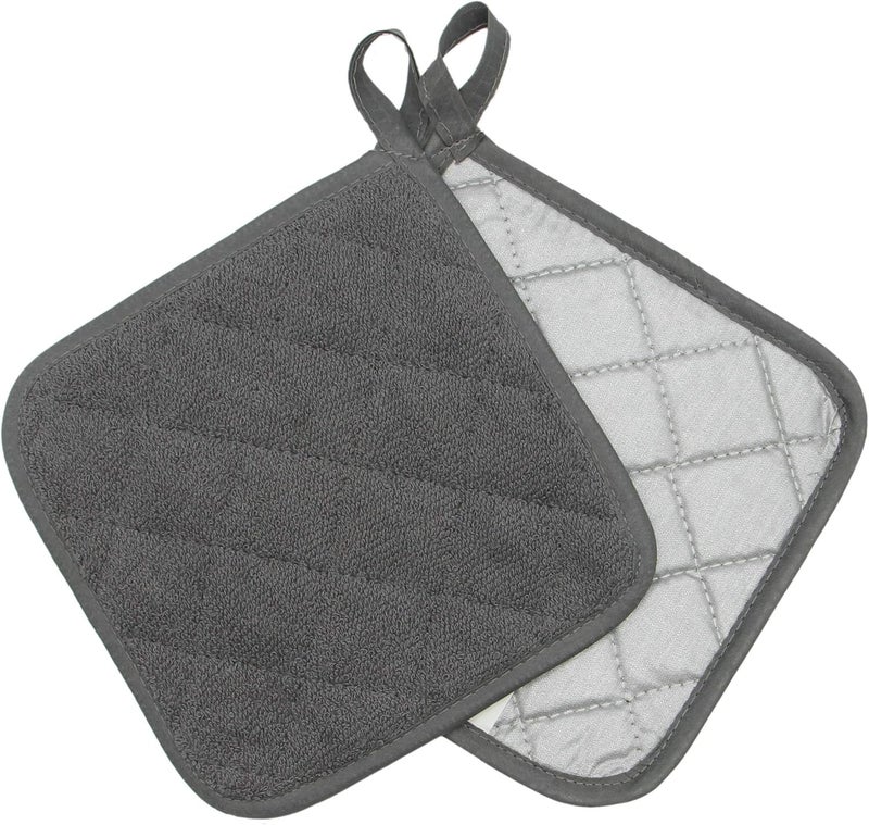 GQZLUCK Cotton Pot Holders Cotton Made Machine Washable Heat Resistant Everyday Kitchen Basic Terry Pot Holder, Hot Pads, Trivet for Cooking and Baking Set of 4 (Grey) - Image 4