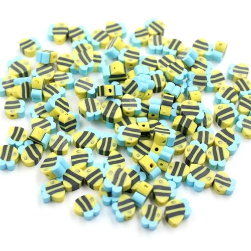 PEVOGON 100 Pcs Polymer Clay Beads Mixed Heishi Spacer Beads Charms Supplies for DIY Bracelet Earring Necklace Jewelry Making Bee - Image 1