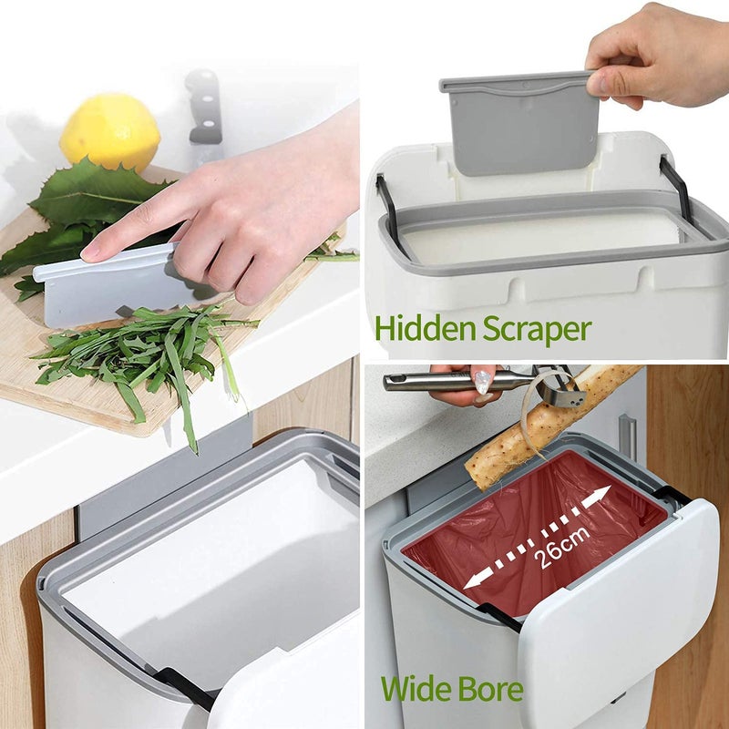TONSYL Upgraded 24 Gallon Kitchen Compost Bin with Inner Bucket Hanging Small Trash Can Lid for Under Sink - Image 3