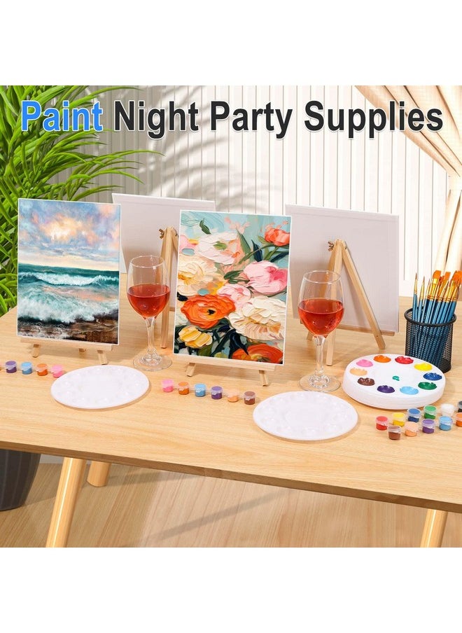 shynek - 140 Pack Canvas with Easel Paint Kit with Acrylic Paint Canvas Boards Wooden Easels, Paint Brushes Canvas Panel Painting Set for Adults Couples Beginners Sip and Paint Party Date Night Kits - Image 1