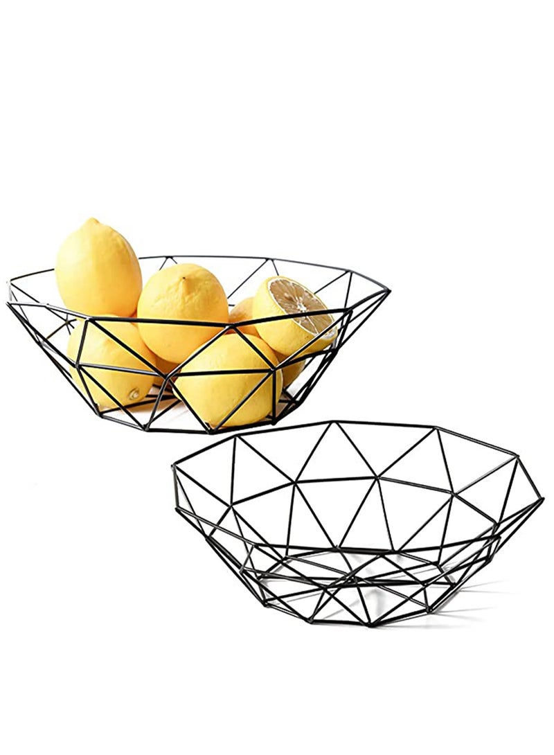 Excefore Metal Wire Fruit Bowl 2 Pack Storage Baskets for Fruit Vegetables Snacks Potpourris for Iron Fruit Storage Baskets for Kitchen Counter Home Decor - Image 1