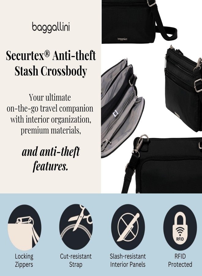 Baggallini Securtex Anti-Theft Stash Crossbody - 9.25"x 6.25" Travel Safe Bag w/Locking Zippers, Slash-Resistant, RFID - Image 2